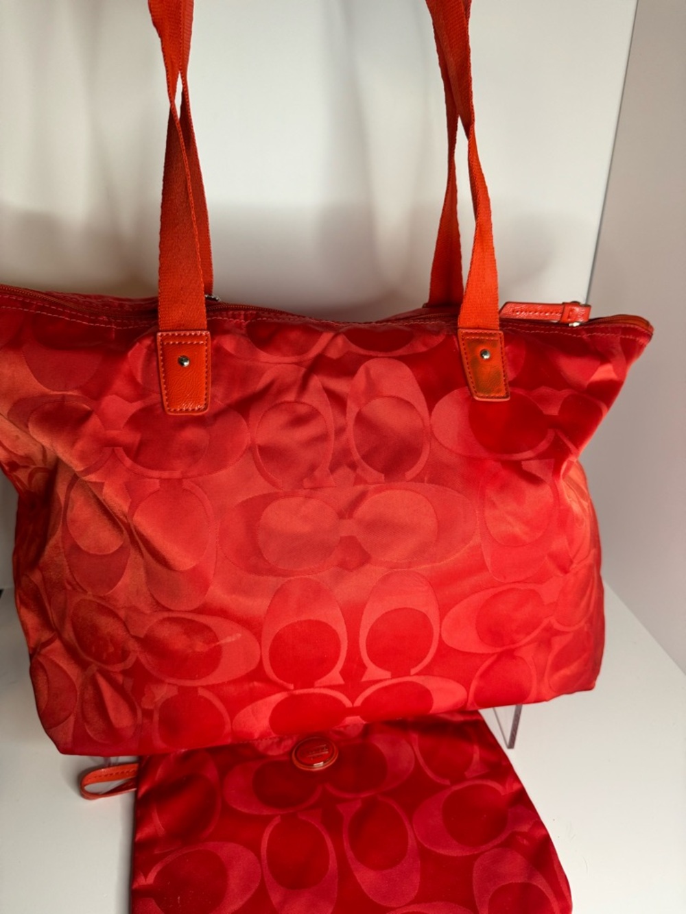 #279 Coach Nylon Getaway Weekender Signature Tote w/ Snap-In Pouch - Picture 4 of 15